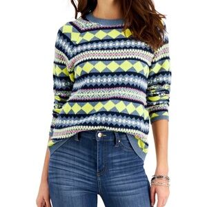 Style & Co Fair Isle
Sweater Size 3X 
Crewneck Geometric 
Knit Pullover